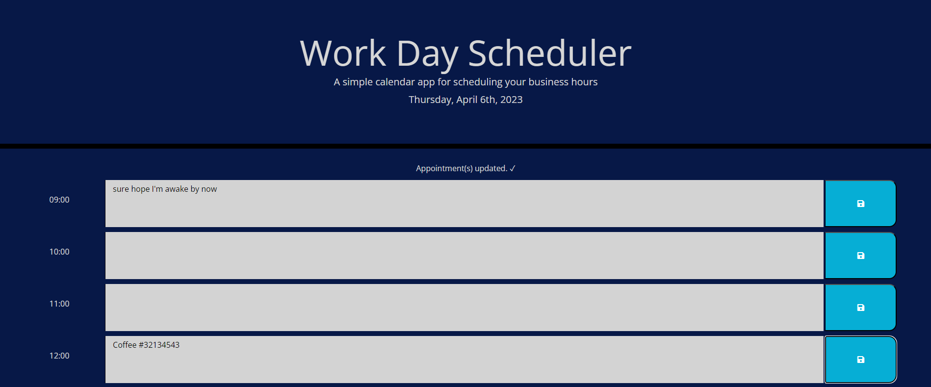 work day scheduler snip